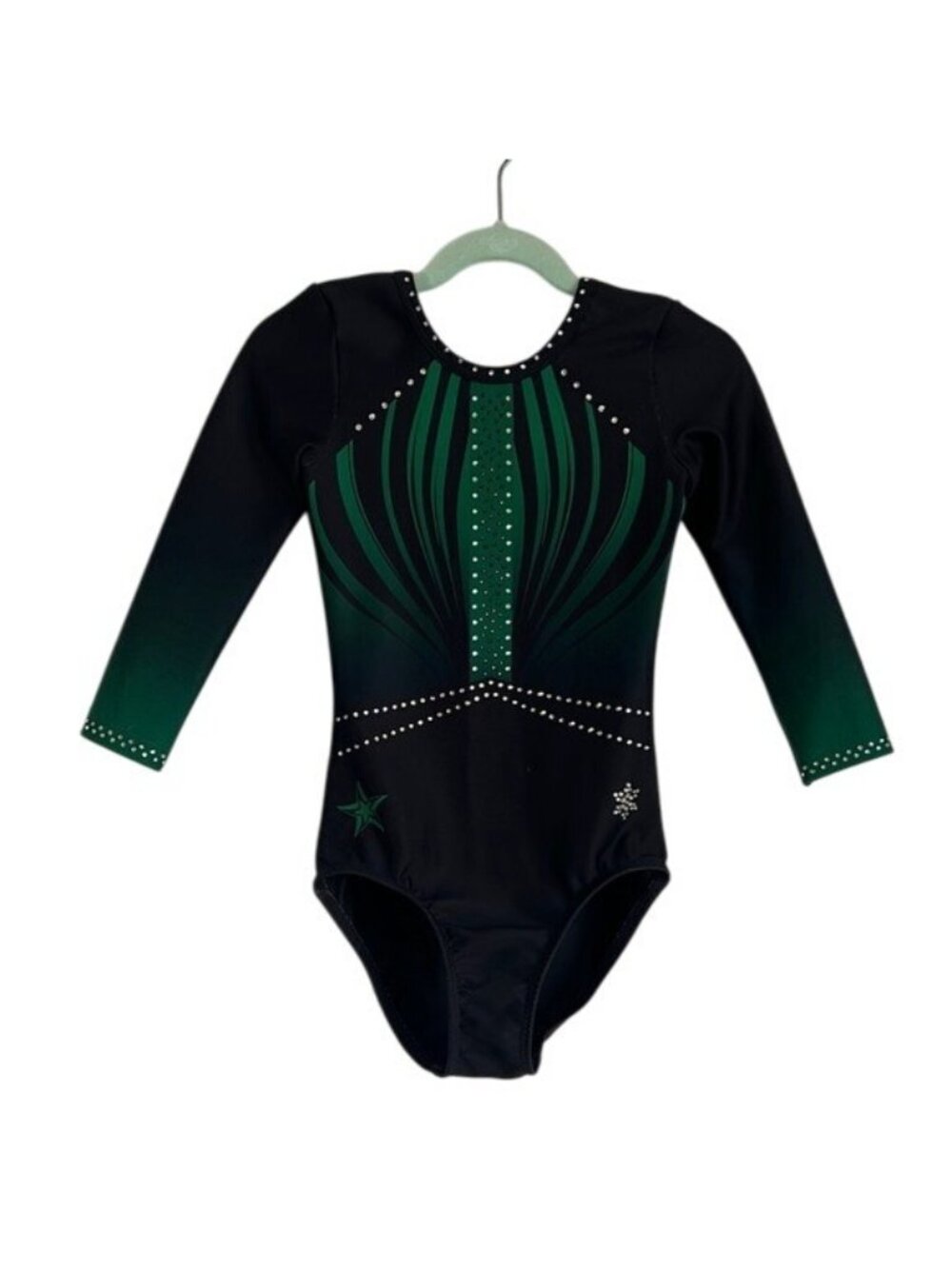 Snowflake Designs Competition Leotard in Black / Green - XS